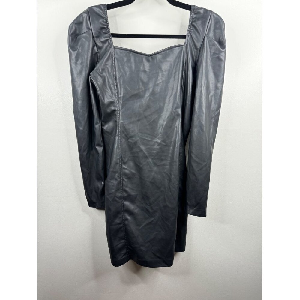 Generation Love Estelle Ruched Black Vegan Leather Mini Dress Size M NWT Fitted - Picture 6 of 6
